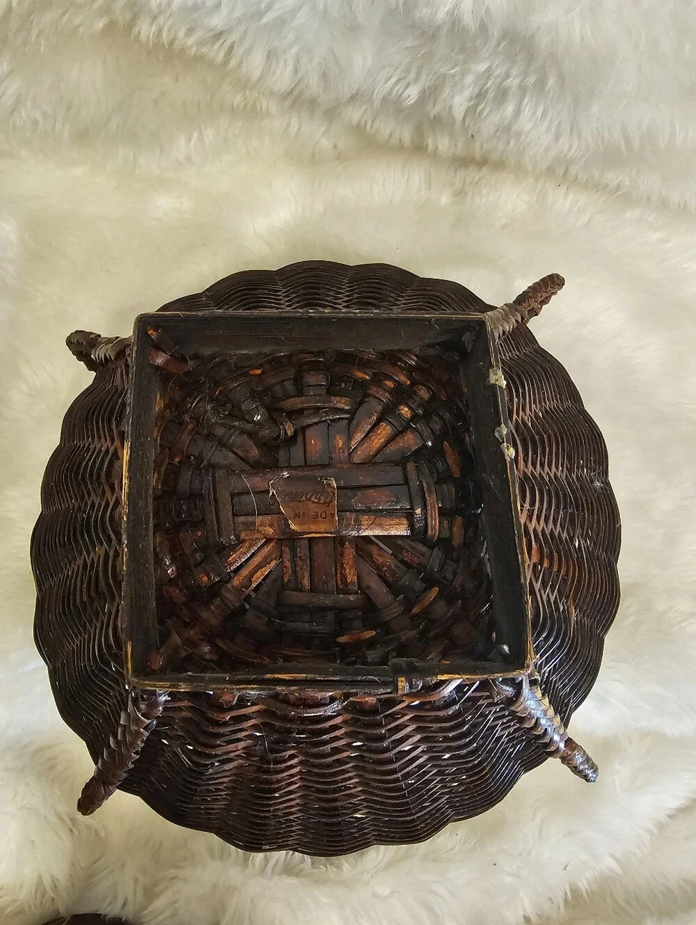 Vintage Philippines Wicker Rattan Lidded Basket Boho Home Decor